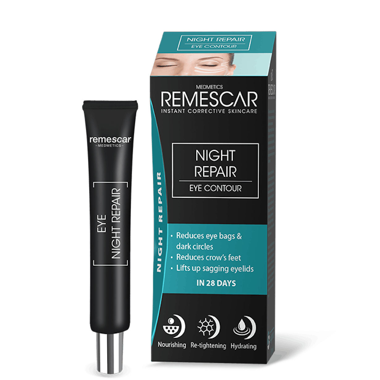Remescar eye night repair 20ml box and tube ei taustaa
